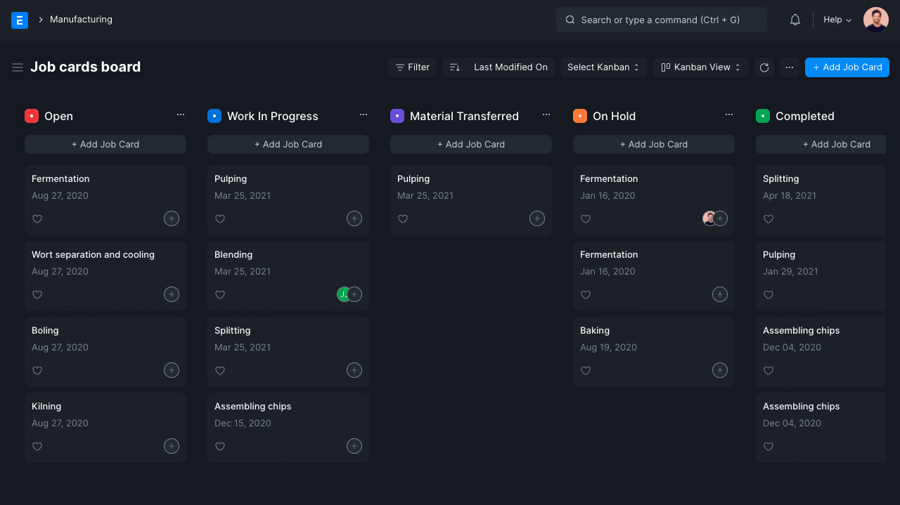 Kanban Board module ERP Experts